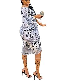 Vestido de verano para mujer, sexy, con estampado de papel, manga corta, para fiesta