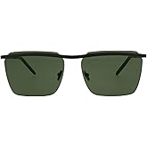 Saint Laurent Square/Rectangle Sunglasses Black Black Green Luxury Eyewear Made In Italy Metal Frame Designer Fashion for Everyday Luxury