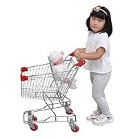 Emmzoe "The Little Shopper" Real Life Kids Mini Retail Grocery Shopping Cart with Doll Seat (Chrome Frame)