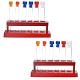 BCP 2 Pack Plastic Test Tube Set with Caps and Rack Scientific Experiment Toys for Children