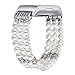 fastgo Compatible for Charge 3 Bands, Handmade Elastic Stretchy Jewelry Bracelet Sports Band for Any Occasion（Pearl White）