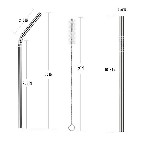 OKGD Wholesale Set of 20 Stainless Steel Straws Ultra Long 10.5 Inch Drinking Metal Straws Reusable  - //coolthings.us