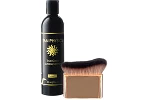 Tan Physics Sunless Tanner 8oz with Self Tanner Brush – Self Tanning Lotion – Instant Tanning Lotion for Face & Body – Natural Self Tanner for Streak-Free, Long-Lasting Glow