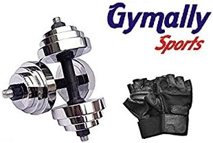 Gymally Sports Steel Adjustable Dumbbell Set; Chrome Plated Dumbbell Set for Home Gym [ 20 KG ] Steel Adjustable Dumbbells; Chrome Weight Dumbbell for Men and Women