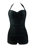 Fashion Womens Vintage Athletic Swimsuits Push Up Tummy Control One Piece Plus Bathing Suit Boyshort Swimwear