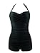 Zando Lady's Stylish Plus Size Swimwear Retro Halter Top Bathing Suits Vintage One Piece Swimsuit with Boyshort for Women