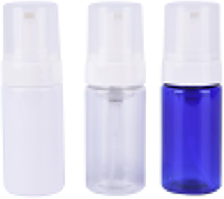 DINGJIN 3 Pcs 100ml/3.5 oz Empty Plastic Travel Foamer Hand Wash Soap Dispenser Foam Pump Bottle (Transparent,White,Blue)