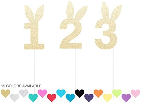 Bunny Ears Birthday Cake Topper - any color glitter