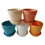 Axe Sickle 3.9x3.5 inch Colorful Plastic Planter, Indoor Flower Pot, Mini Plastic Flower Seedling Nursery Pot, Garden Plant Pot Home Decoration, Flower Pot with Pallet 5 Pcs.