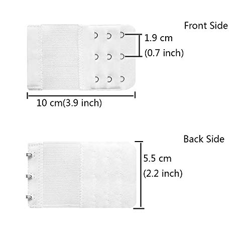 Juland 9 PCS Bra Extender Elastic Lingerie Extension Strap Bra Band Breathing White - Extend 3 Hooks 3 Rows
