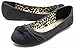 Charles Albert Ballet Flats for Women, Knotted Front Canvas Round Toe Dress Shoe, Black, 10