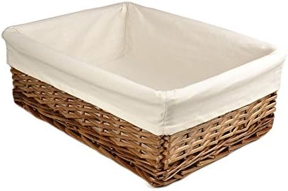 RURALITY Rectangular Wicker Storage Baskets Woven Basket with Thickness Lining for Home Decoration,Coffee Color Large
