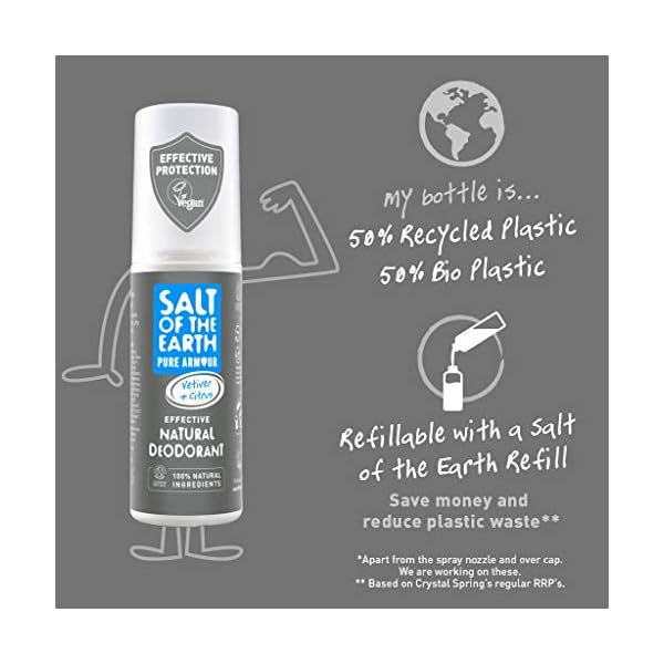 Natural Deodorant Spray for Men by Salt of the Earth, Pure Armour - Vegan, Long Lasting Protection, Leaping Bunny…