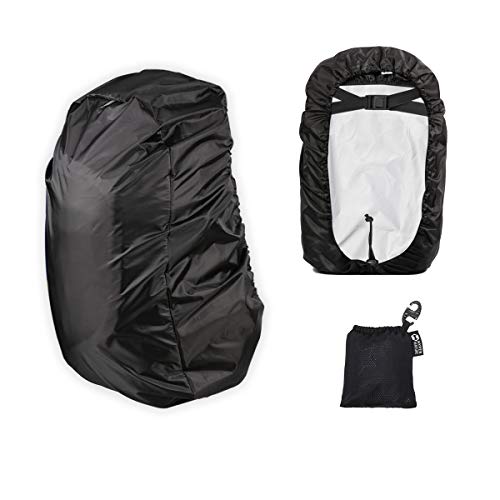 HYPER VENTURE Waterproof Backpack Rain Cover with Upgraded Extra Protection Anti Slip Buckle Strap - Ultralight Protector for Hiking, Camping, Hunting, Cycling and Traveling (Black S 26L-35L)