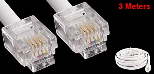 Yohii 5Pcs 10ft RJ11 6P4C Modular Telephone Phone Cables Wire White Telephone Extension Cord