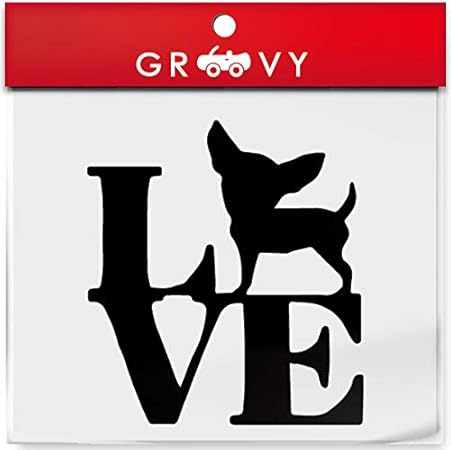 Amazon チワワ I Love チワワ 犬 シール 車 エンブレム ステッカー デカール 給油口 ミラー ガラス 074 ブラック ステッカー デカール 車 バイク