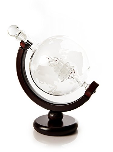 Whiskey Decanter Globe set with 2 etched Globe Whiskey Glasses & 8 stainless steel Whiskey Stones - for Vodka, Scotch, Liquor, Bourbon, Whiskey and Wine - 850ml Gift Set - Golden Moose - Thumbnail 4