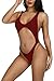 Viottiset Women's High Cut Out Thong One Piece Swimsuit Backless Bikini Bathing Suit Red Small