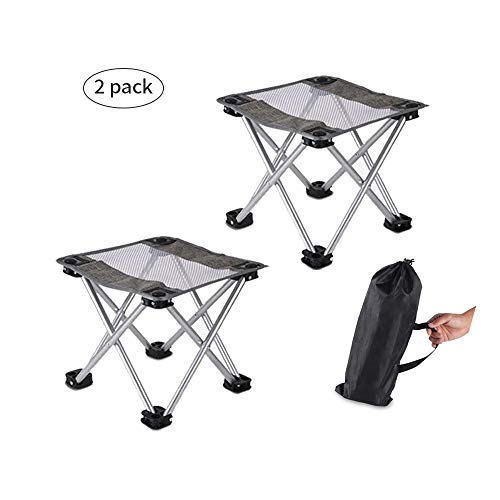 2pack of Folding Camping Stool,Portable Fishing Stool&Chair, Lightweight 1.2lbs Outdoor Slacker Chair for Backpacking, Hiking, BBQ, Picnic, Travel. 330lbs Capacity with Carry Bag