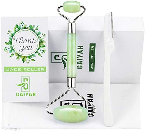 GAIYAH Jade Roller for Face Massager - Jade Face Roller for Face 100% Jade,Jade Roller Massager Face and Neck,Anti Aging Anti Wrinkle and Skin Rejuvenate Facial Therapy with Storage Bag Gift Box