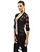 PattyBoutik Women Open Stitch Crochet Lace Cardigan (Black Small)