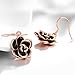 MXYZB Rose Gold Plated Black Rose Flower Hook Earrings Jewelry for Women Girls Hypoallergenic