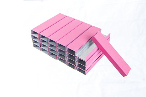 Premium Pink Staples - Standard Staples, Size (26/6) Half Strip - 5,000 Count - By PraxxisPro