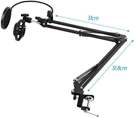 Desk microphone holder with shock-proof clamp, priced at $23.98 as of August 9, 2023.