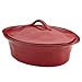 Rachael Ray Cucina Stoneware 3.5-Quart Oval Casserole, Cranberry Red