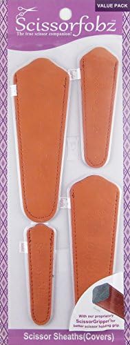 Scissors sheaths by SCISSORFOBZ with ScissorGripper -Value Pack-4 Sizes- Designer Scissor Covers Holders for Embroidery Sewing Quilting - Quilters sewers Gift -Elegant Orange.S-82