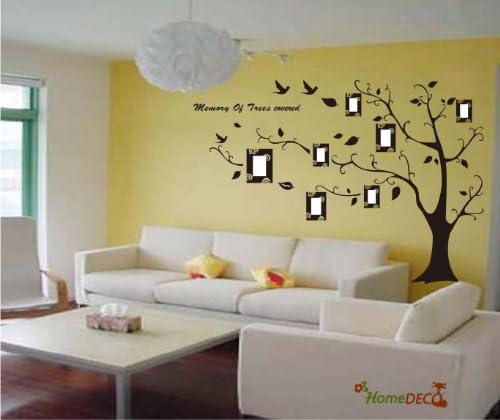 Huge Photo Frame Picture Gallery Floral Tree Vine Branch Removable Wall Decal Sticker - Memory Tree, Multi Size &amp; Color (Pattern Black, 5ft Left Facing)