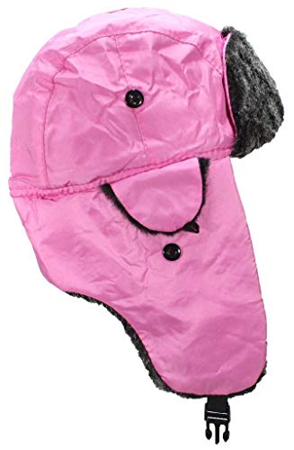 Best Winter Hats Big Kids Nylon Russian/Aviator Winter Cap (One Size) - Pink