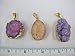 Agate Pendant Natural Druzy Agate with Gold Bezel One Hooks Set of 3 Mixed Shape Mixed Color