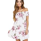 Womens Dress,Neartime Off Shoulder Floral Beach Beautiful Evening Party Short Dress (XL, Pink)