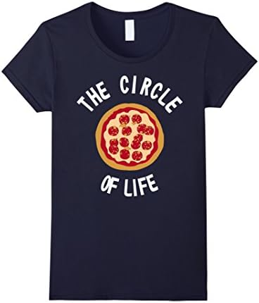 Women's The Circle Of Life Pizza TShirt Small Navy