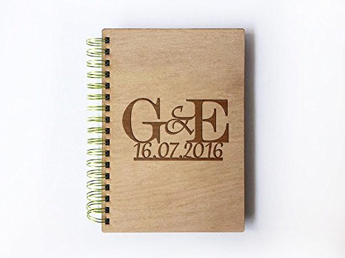 Wedding Guest book (wood) - notebook - Initials and Date