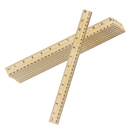 ONEST 30 Pack Wooden Rulers Student Rulers Wood School Rulers Measuring Ruler Office Rulers,2 Scale, 30 cm and 12 Inch