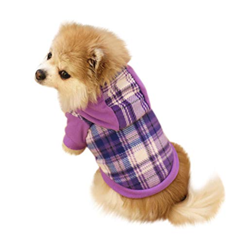 Longay Dog Pet Clothes Hoodie Warm Fleece Puppy Coat Apparel (Purple, L) - Thumbnail 3