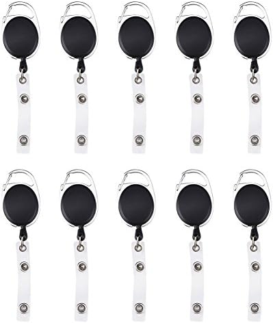 AIRSUNNY 10 Pieces Retractable Badge Reel Badge Holder Reel Clip For ID Badge Holder,Black