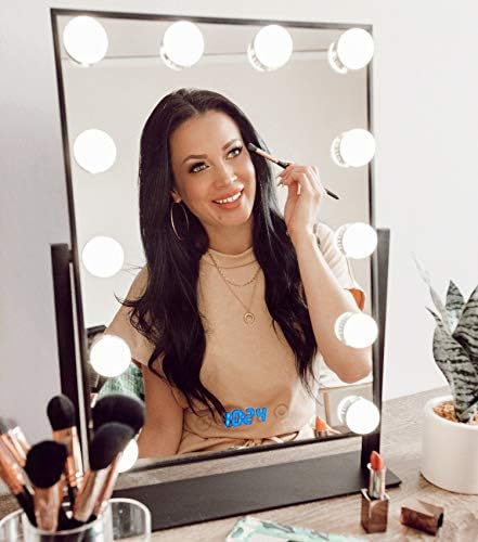 Estala Makeup Vanity Mirror with Lights - Professional Hollywood Vanity Mirror & Lighted Makeup Table Set with Smart Touch Adjustable LED Lights & Digital Clock - Free eBook