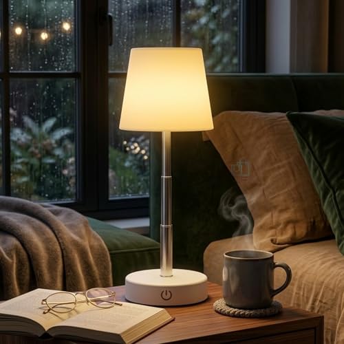 Abajur de Mesa LED Recarregável Luminária Sem Fio Touch 3 Níveis de Brilho Ajustável USB-C Decorativa Quarto Cabeceira Sala Escritório JP Varejo Online