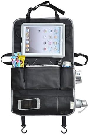 Meiyoo2 Back Seat Organizer for Kids, Seat Protector with Cup, Bottle, iPad, Tablet Holder Durable Utility 9 Pockets, Toy Storage for Car, SUV, Truck or Minivan Vehicle Waterproof Kick Mat - Black