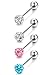Besteel 4pcs 14G Stainless Steel Body Piercings Jewelry Tongue Rings Barbell Crystal Ball