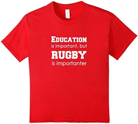 Kids Rugby Fan Shirt - Education is important but Rugby... 6 Red