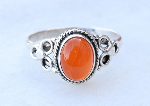Orange Carnelian Ring, 925 Sterling Silver Carnelian Stone Gemstone Ring, Girl Women Gift Ring Size US 5 6 7 8 9 10 11 12