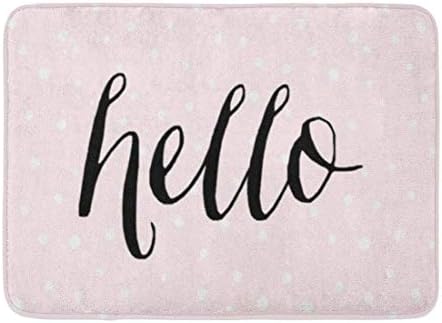 Bath Mat Sayings Blush Pink Confetti Dots Hello Polka Bathroom Decor Rug