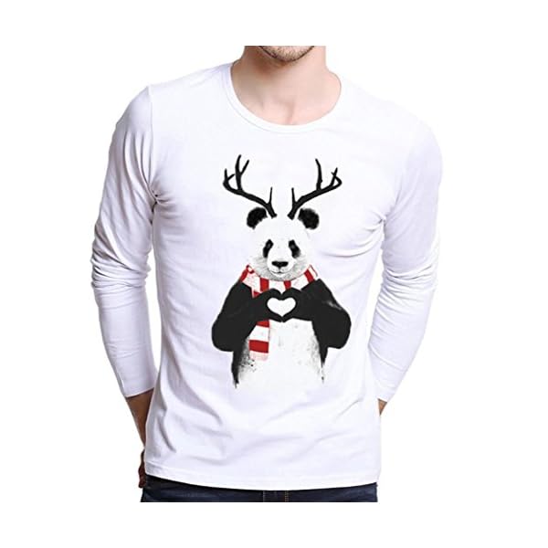 Blouse Men,kaifongfu Plus Size Christmas Printing Tees Shirt Long Sleeve T Shirt