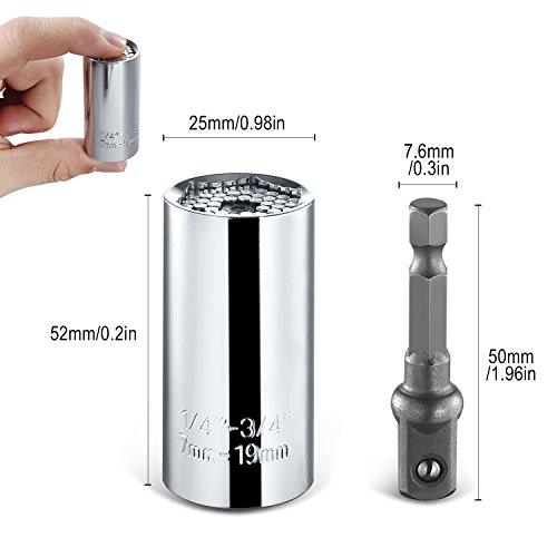 Universal Socket Grip 7-19mm Multi-Function Ratchet Wrench Power Drill Adapter Tools - Gift for Men, DIY Handyman, Father/Dad, Husband, Boyfriend, Women
