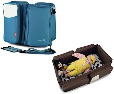 Baby Diaper Bag 3in 1-Travel Bassinet-Change Station Folding Bed Baby Bassinet for your newborn baby (Blue)