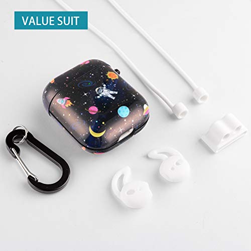 Lokigo AirPods Case Protective Cover Compatible with AirPods Charging Case 2&1 Hard Case Kits with Keychain/Strap/Earhooks/Watch Band Holder for Girls Women Men